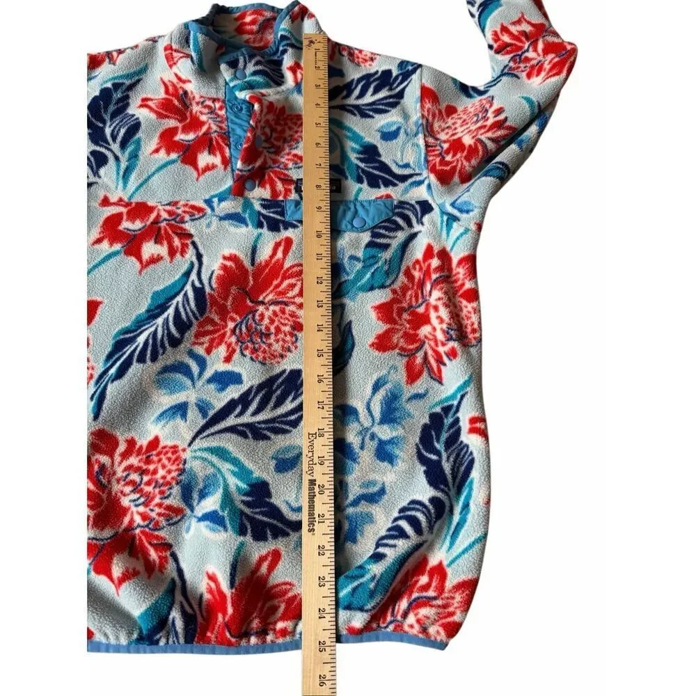 Patagonia Women's Pullover Jacket Lightweight Synchilla Snap-T Manoa Floral Blue - Picture 6 of 9